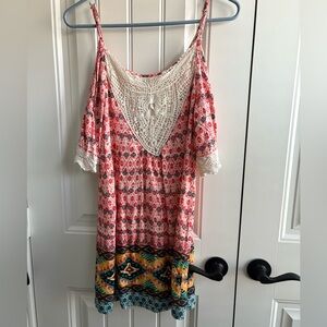 Xhilaration Boho Lace Accent Dress Open Sleeves